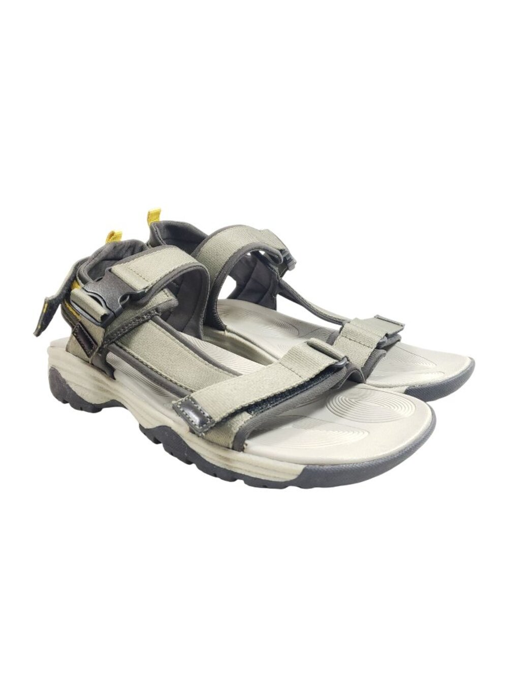 Bass Mens Size 11 Adjustable Strap Grey Yellow Outdoor Hiking Sandal Cushioned S